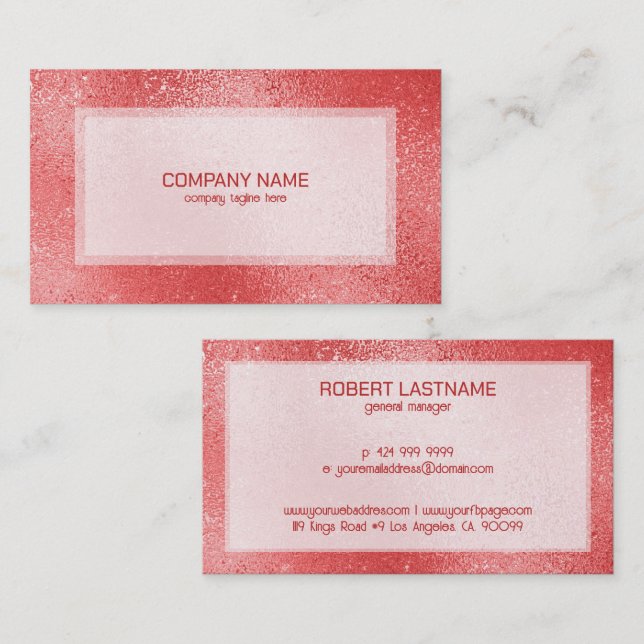 Red shimmering iridescent texture business card (Front/Back)