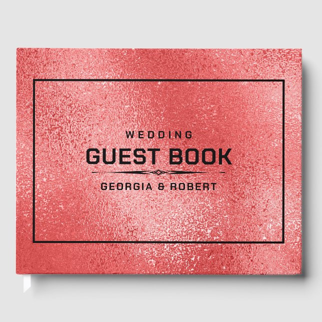 Red Shimmering iridescent texture Guest Book (Front)