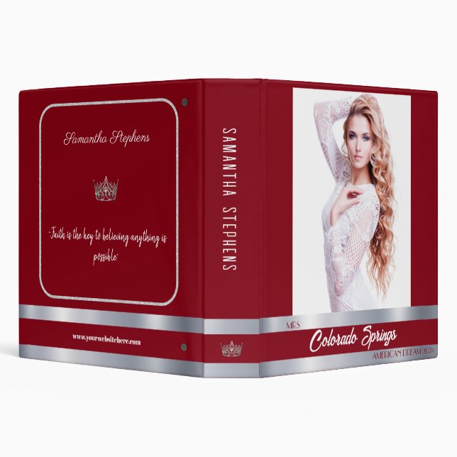 Red Shine Custom Pageant Notebook 3 Ring Binder (Background)