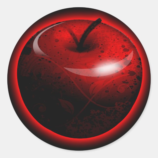 Red Shiny Apple -  Forbidden Fruit Classic Round Sticker (Front)