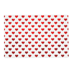 Red Shiny Hearts White Background Polka Dot Placemat