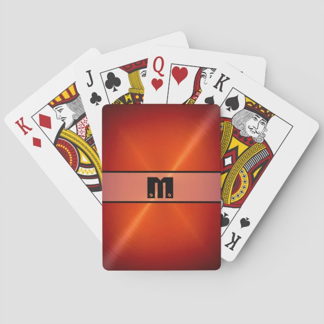 Red Shiny Stainless Steel Metal 3 Poker Cards (Back)