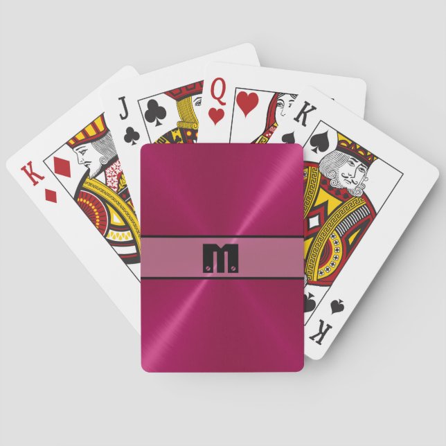 Red Shiny Stainless Steel Metal 5 Poker Cards (Back)