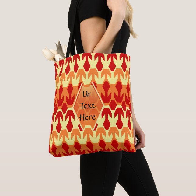 Red Ship and Yellow Arrow Monogram Tote Bag (Close Up)