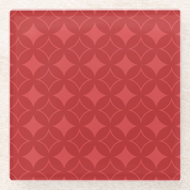 Red shippo pattern glass coaster (Front)