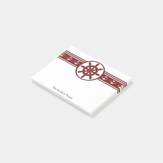 Red Ships Wheel Personalized Notes (Angled)