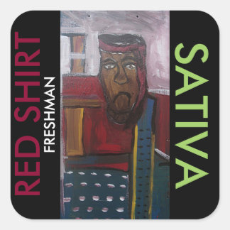RED SHIRT FRESHMAN SATIVA SQUARE STICKER