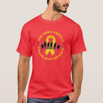 Red Shirt Fridays Support Our Troops Ribbon Tshirt by s_and_c at Zazzle