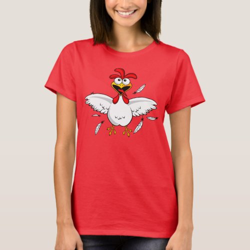 Red Shirt Funny Crazy Cartoon Chicken