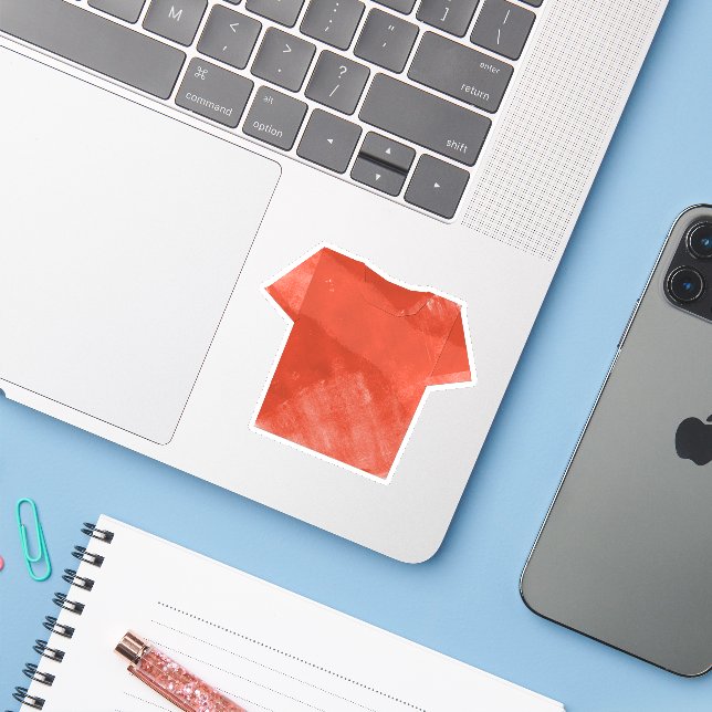 red shirt sticker (Laptop w/ iPhone)