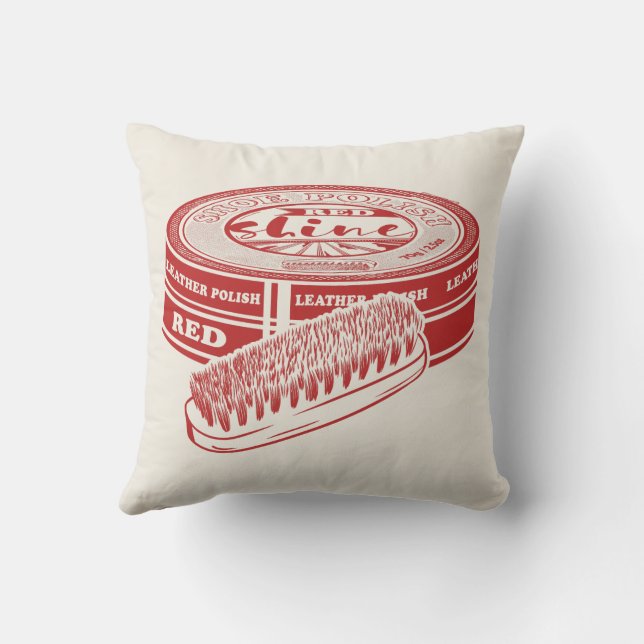 Red shoe polish throw pillow (Back)