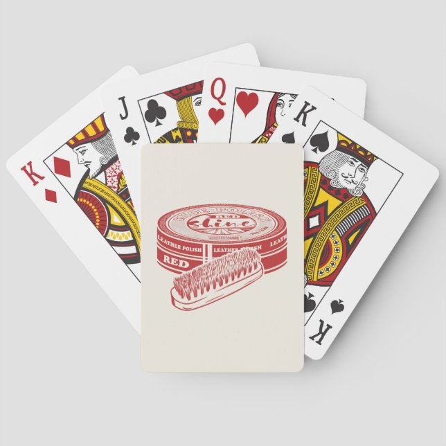 Red shoe polish tin poker cards (Back)