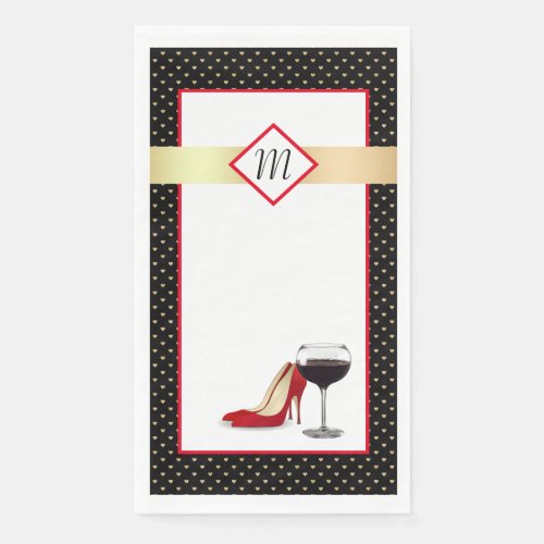 Red Shoes And Red Wine Paper Guest Towels