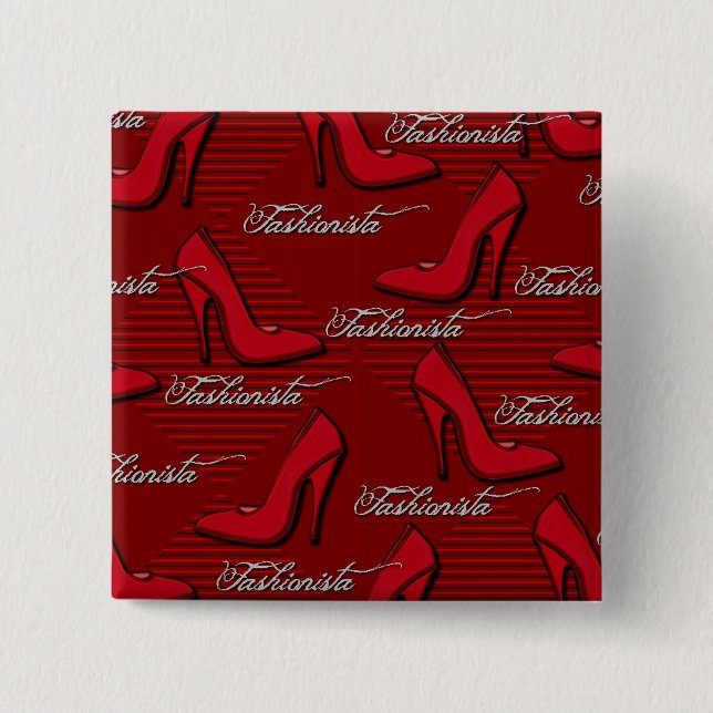 Red Shoes-Fashionista-Button Pinback Button (Front)