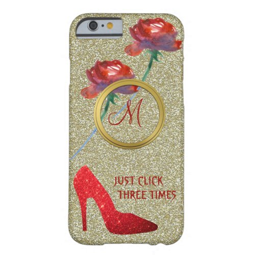 RED SHOES GLAM GLITTER GIRLY INITIAL MESSAGE   BARELY THERE iPhone 6 CASE