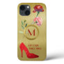 RED SHOES GLAM GLITTER GIRLY MONOGRAM iPhone 13 CASE