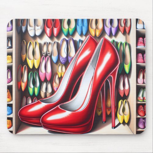 Red Shoes In Closet Mouse Pad