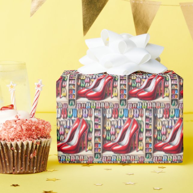 Red Shoes In Closet Wrapping Paper (Birthday Party)