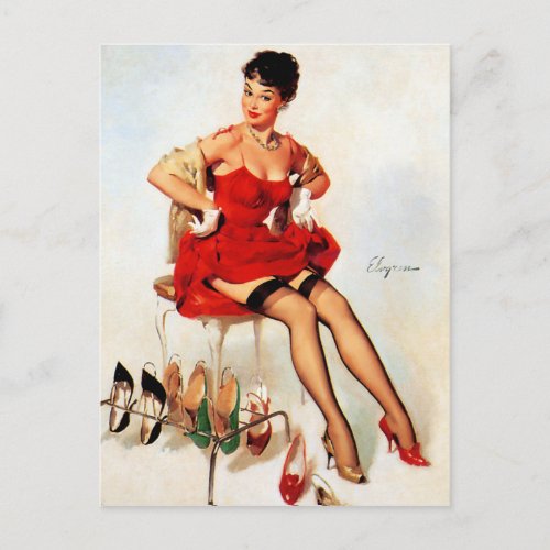 Red Shoes Pin Up Postcard