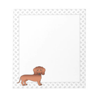 Red Short Hair Dachshund Cartoon Dog &amp; Paws Notepad