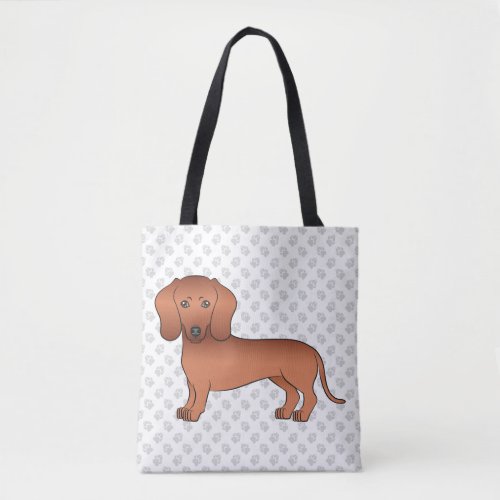 Red Short Hair Dachshund Cute Cartoon Dog  Paws Tote Bag