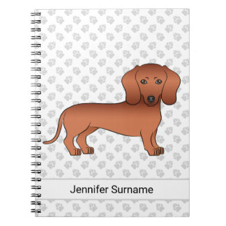 Red Short Hair Dachshund Cute Cartoon Dog &amp; Text Notebook