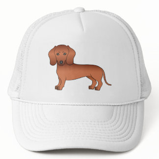Red Short Hair Dachshund Cute Cartoon Dog Trucker Hat