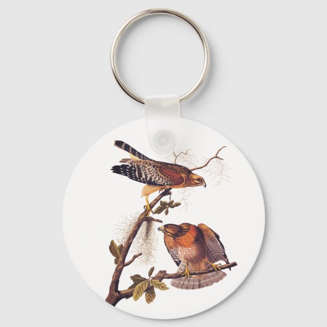 Red Shouldered Hawk Audubon Bird of Prey Keychain (Front)