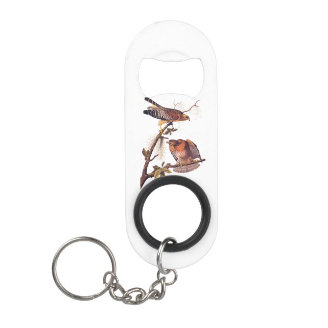 Red Shouldered Hawk Audubon Bird of Prey Keychain Bottle Opener (Front)