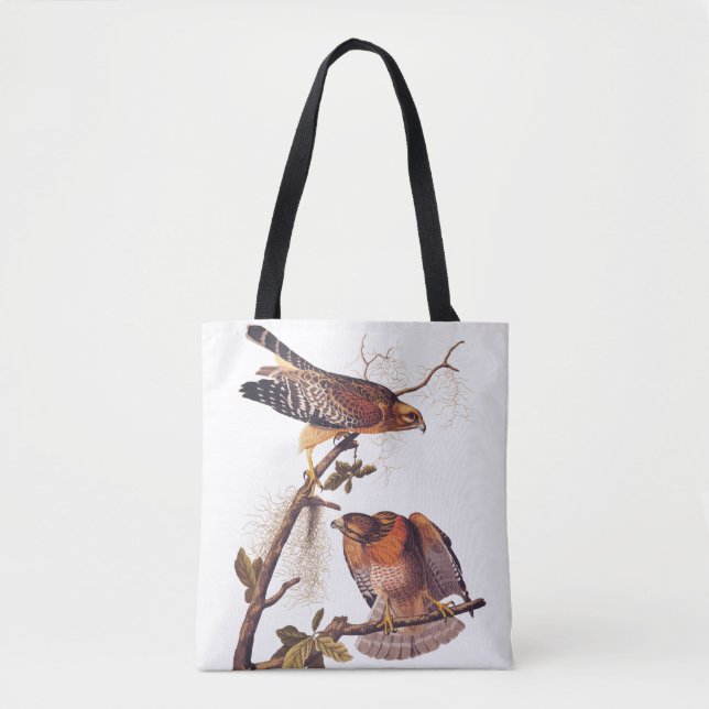 Red Shouldered Hawk Audubon Bird of Prey Tote Bag (Front)