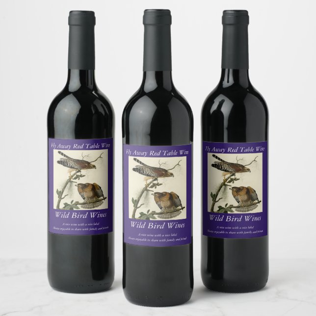 Red-shouldered Hawk - Audubon's Birds of America Wine Label (Bottles)
