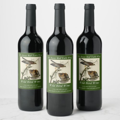 Red_shouldered Hawk _ Audubons Birds of America Wine Label