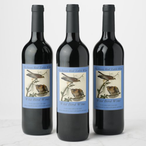 Red_shouldered Hawk _ Audubons Birds of America Wine Label