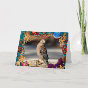 Red-Shouldered Hawk Christmas Card