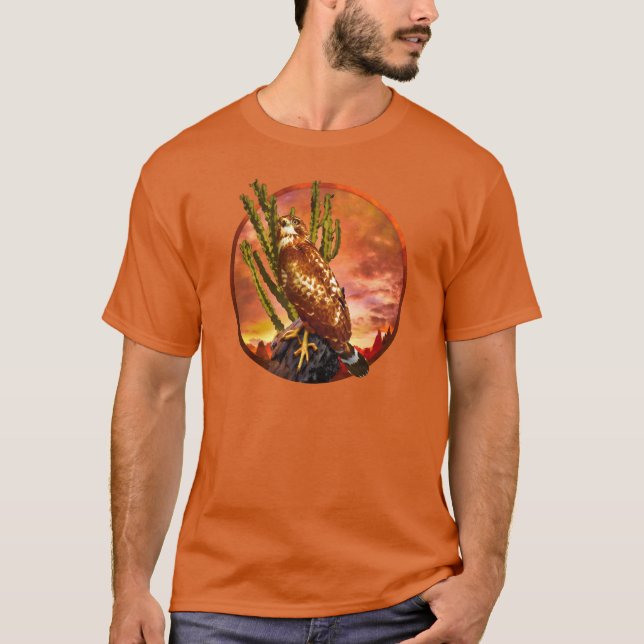 Red Shouldered Hawk LAST DESERT LIGHTS T-Shirt (Front)