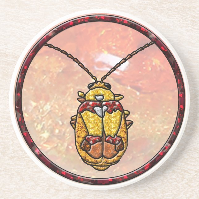 Red Shouldered Leaf Beetle Drink Coaster (Front)