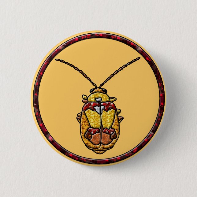Red Shouldered Leaf Beetle Pinback Button (Front)