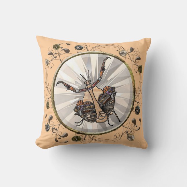 Red Shouldered Leaf Beetle Throw Pillow (Front)