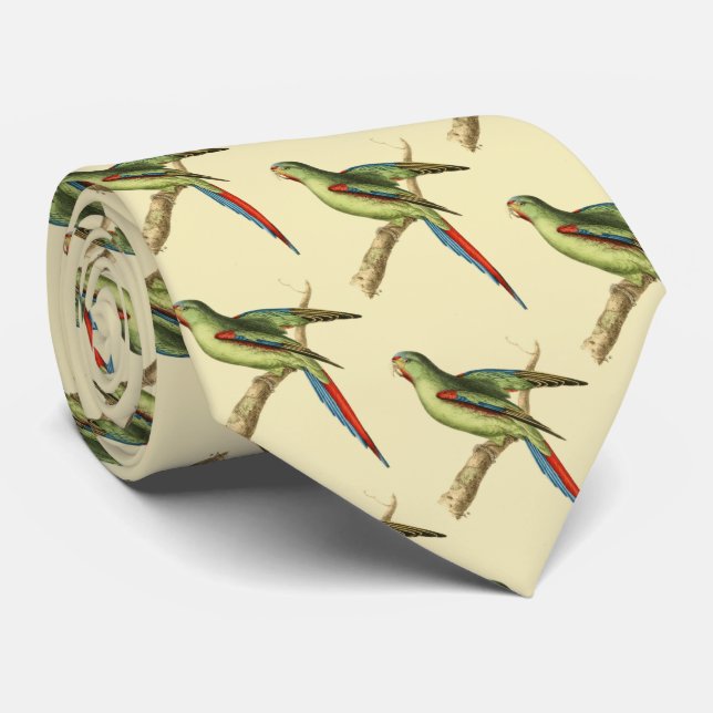Red-shouldered Parakeet Neck Tie (Rolled)