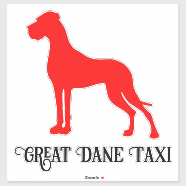 Red Show Standing Great Dane Silhouette Vinyl Sti Sticker (Sheet)