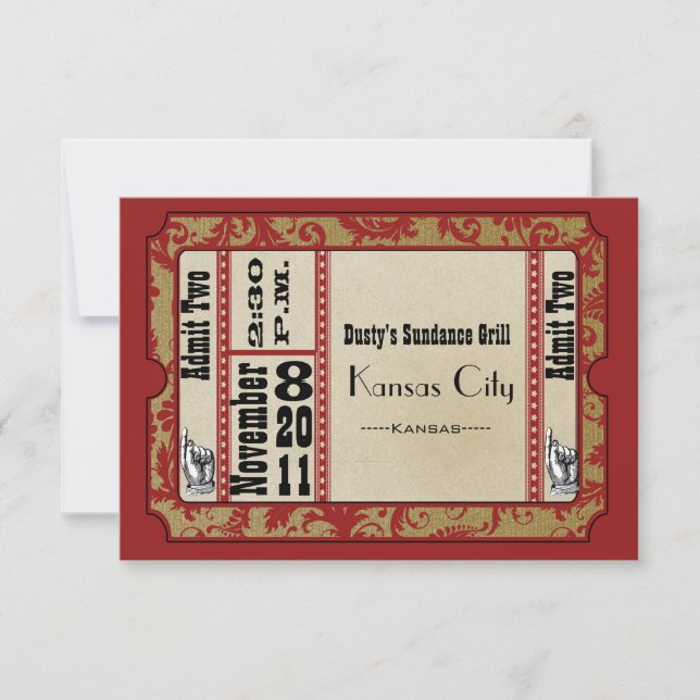 Red Showbill Wedding Response Cards (Front)