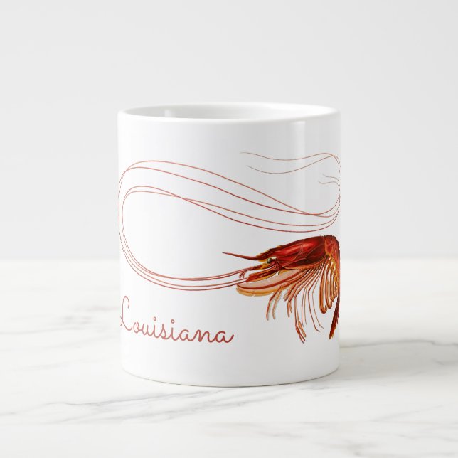 Red Shrimp on White    Giant Coffee Mug (Front)