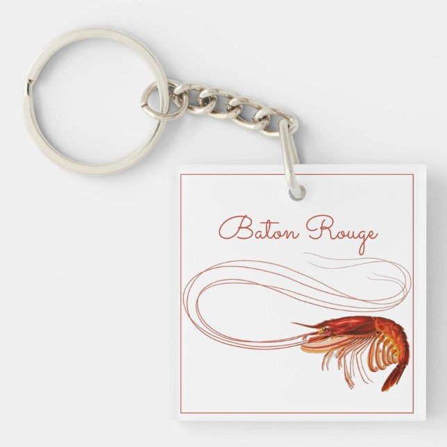 Red Shrimp on White   Keychain (Front)