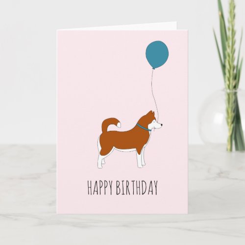 Red Siberian Husky Birthday Card