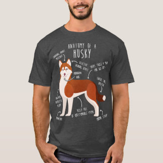 Red Siberian Husky Dog Anatomy T-Shirt