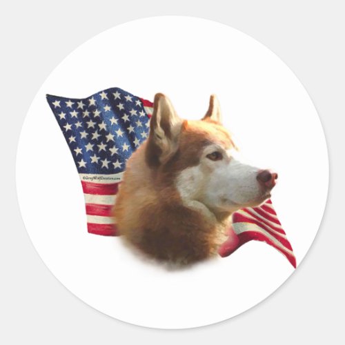 Red Siberian Husky Flag _ Sticker