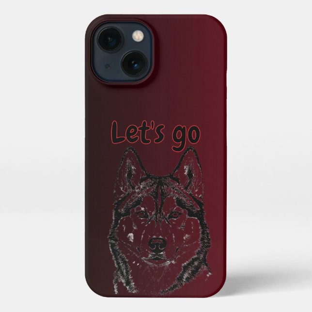 Red Siberian Husky Lets Go Phone Case (Back)