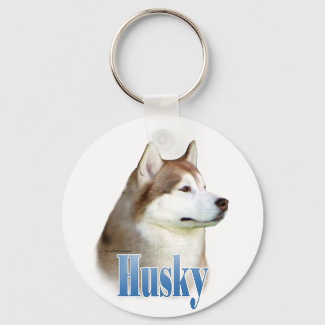 Red Siberian Husky Name Keychain (Front)