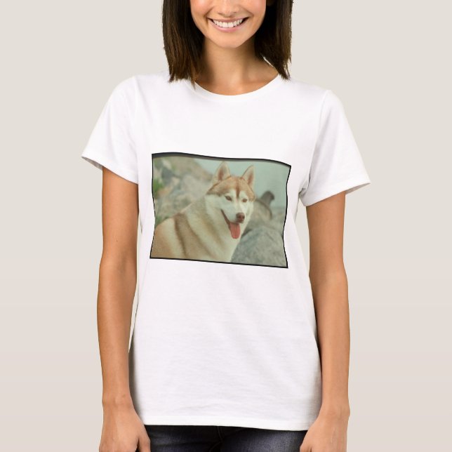Red Siberian Husky T-Shirt (Front)