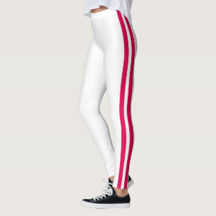 Red Side Stripe White Leggings Choose Your Colors